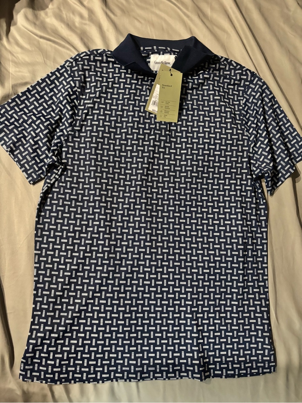 Goodfellow & Co Navy and White Patterned Polo Shirt